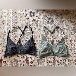 Bundle of 2 Victoria’s Secret lace racerback bralette bras size XS sage grey